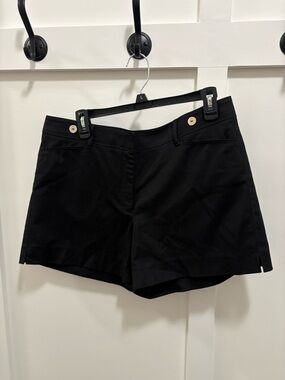 White House Black Market Black High-Waist Tailored Shorts with Gold Buttons